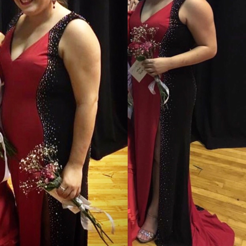 Red and black gown